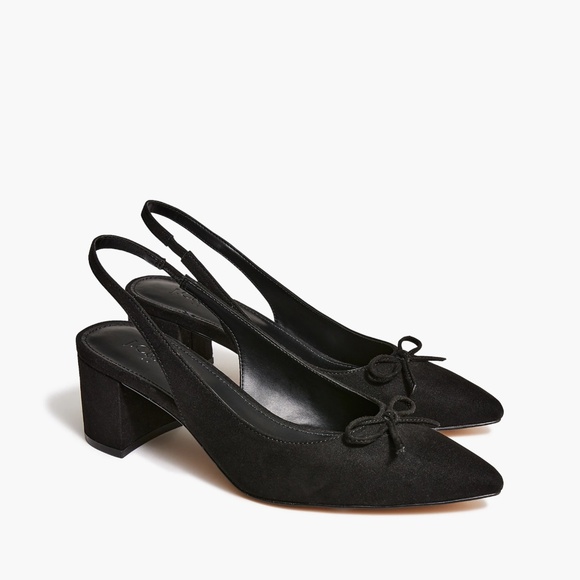 J. Crew Factory Shoes - J.Crew Size 7 Slingback Bow Heels in Black $138 BJ253